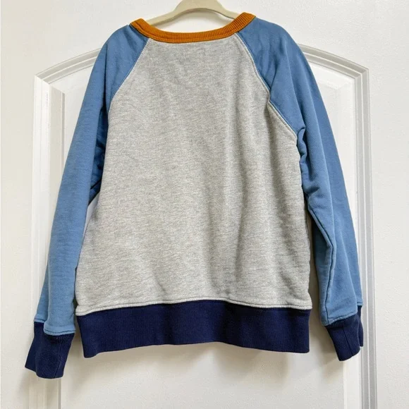 J Crew Crewcuts kids Blue, Gray, and Gold Crewneck Sweater - Picture 2 of 5